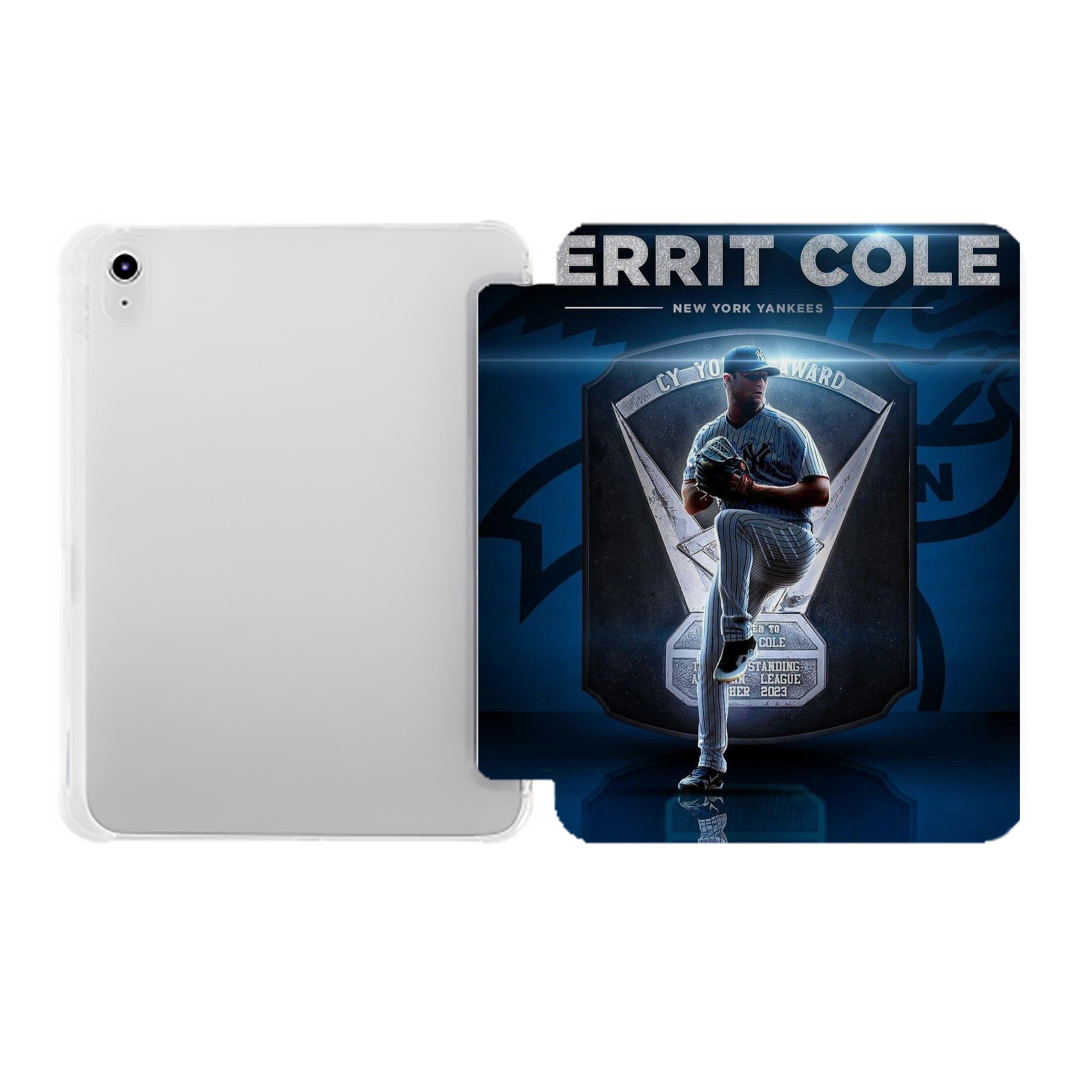 Gerrit Cole 15 Premium Tri-Fold PU Leather & Silicone IPad Case With Pencil Slot – Fits 9.5,10.5,10.9 – Adjustable Stand, Slim, Protective